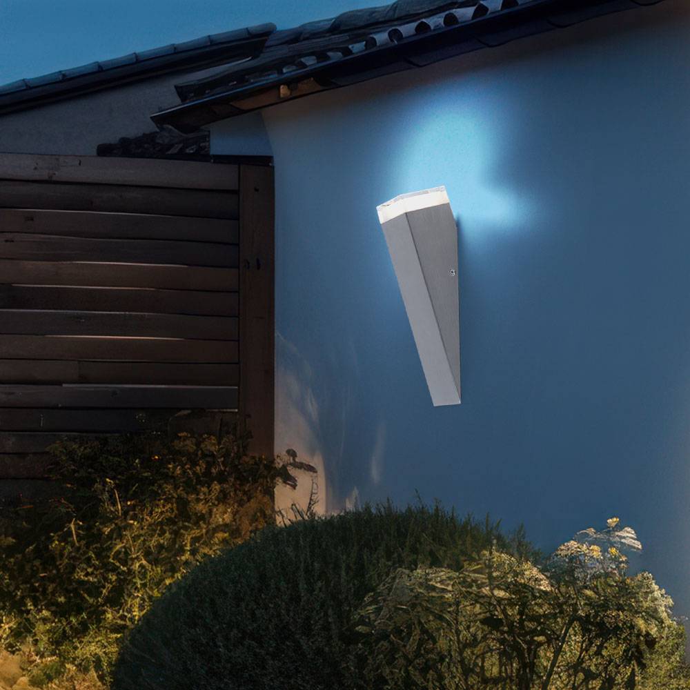 Außenwandlampe Wandleuchte Wandlampe, Fackel Eingangsbereich Terrasse, IP44, Edelstahl silber, HxBxT 30,5x7,5x8,5cm, 3er set