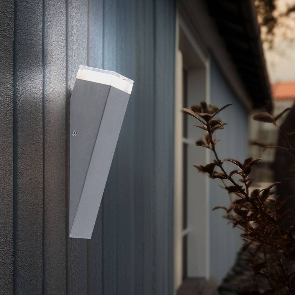 Außenwandlampe Wandleuchte Wandlampe, Fackel Eingangsbereich Terrasse, IP44, Edelstahl silber, HxBxT 30,5x7,5x8,5cm, 3er set