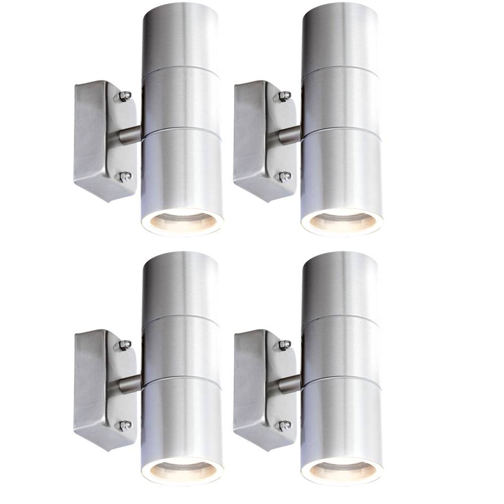 4er Set LED UP DOWN Wand Strahler Außen Beleuchtung Fassaden Lampen Edelstahl Glas Leuchten IP44