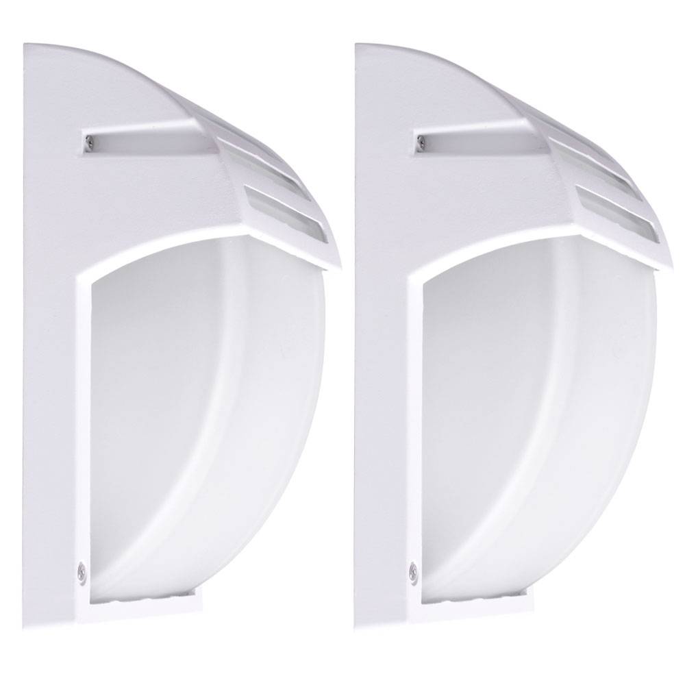 2x Außen Wand Leuchten ALU Glas Fassaden Grundstück Garten Lampen weiß IP44