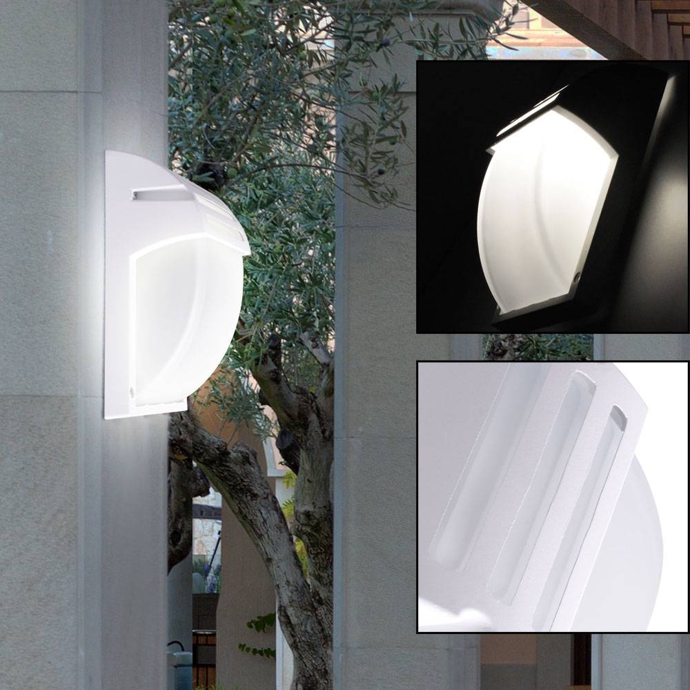 2x Außen Wand Leuchten ALU Glas Fassaden Grundstück Garten Lampen weiß IP44