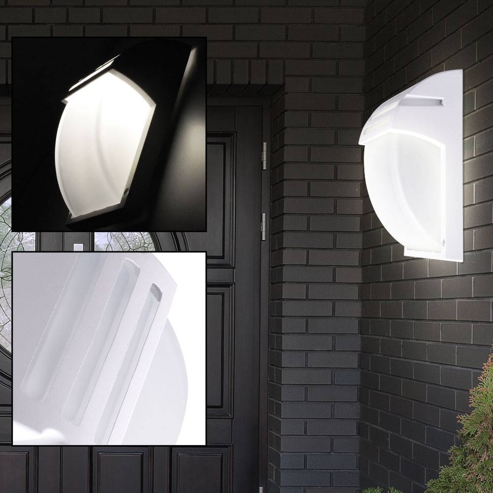 Design Außen Bereich Wand Lampe ALU Glas Terrassen Balkon Leuchte weiß im Set inkl. LED Leuchtmittel