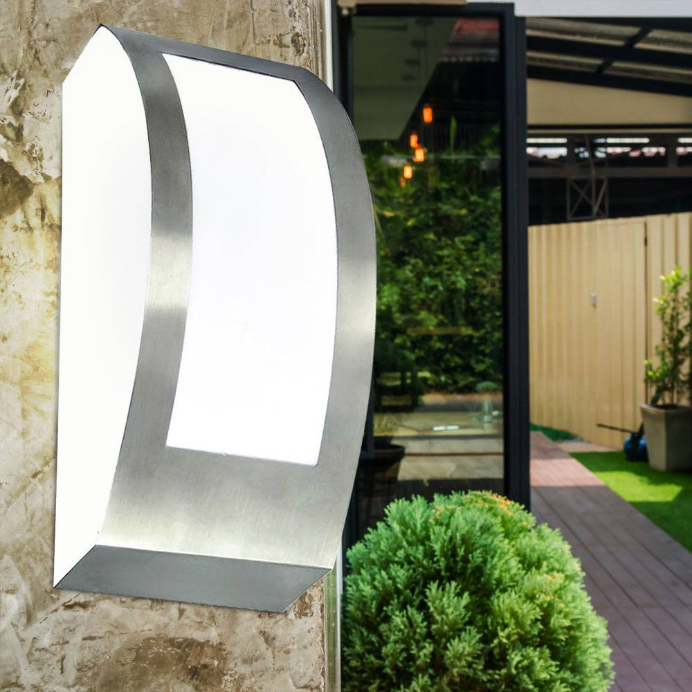 Design Außen Wand Lampe Garten Hof Strahler Edelstahl Leuchte im Set inkl. LED Leuchtmittel