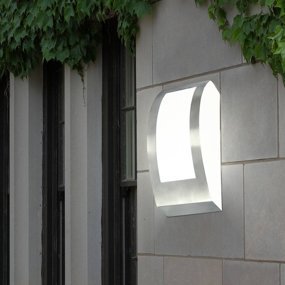 Design Außen Wand Lampe Garten Hof Strahler Edelstahl Leuchte im Set inkl. LED Leuchtmittel