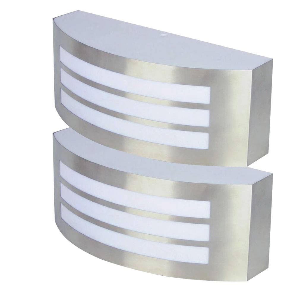 2er Set Wand Strahler Edelstahl Garten Haus Eingangs Lampen IP44 E27 Leuchten