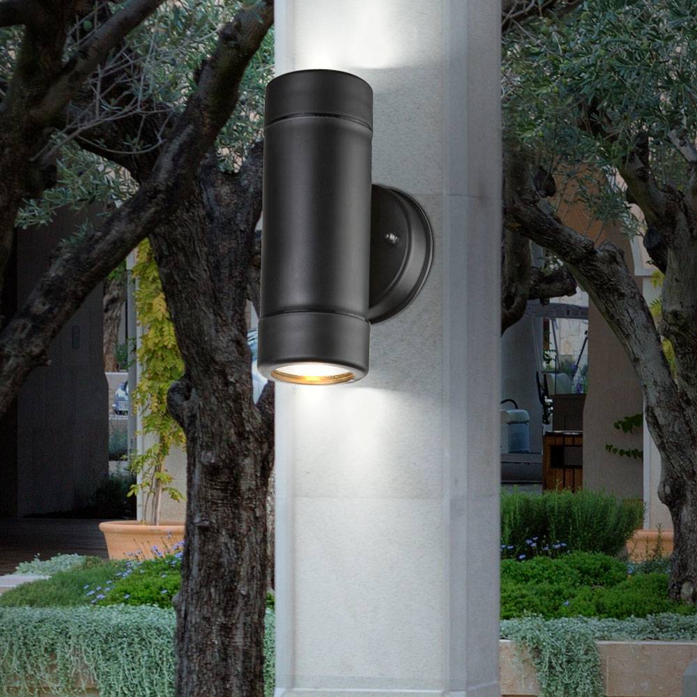 Wandlampe Wandleuchte Außenleuchte Hauswandlampe Balkonleuchte, Up & Down Strahler 2 Flammig IP44, GU10 Fassungen, BxH 8,6x16cm