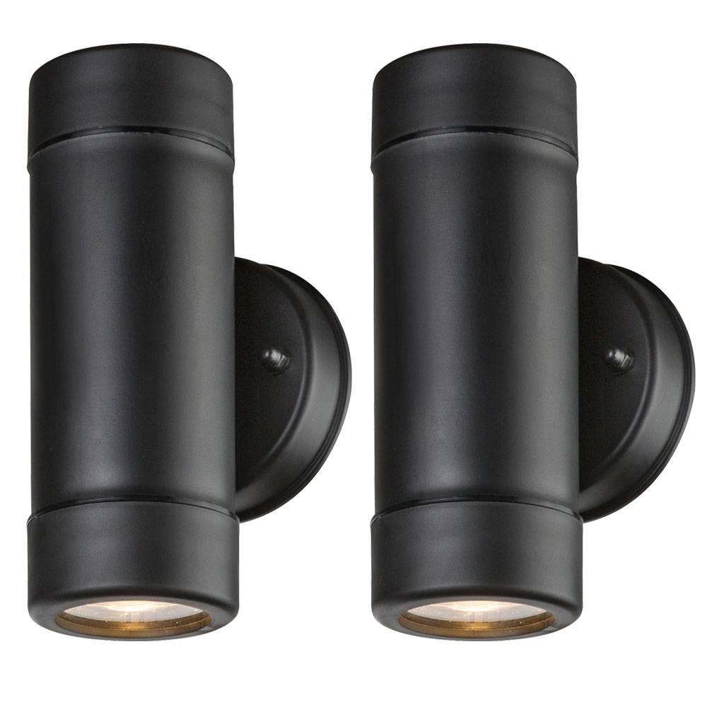 2er Set UP Down LED Außen Wand Lampen Fassaden Garten Terassen Beleuchtung Leuchten IP 44 Schwarz