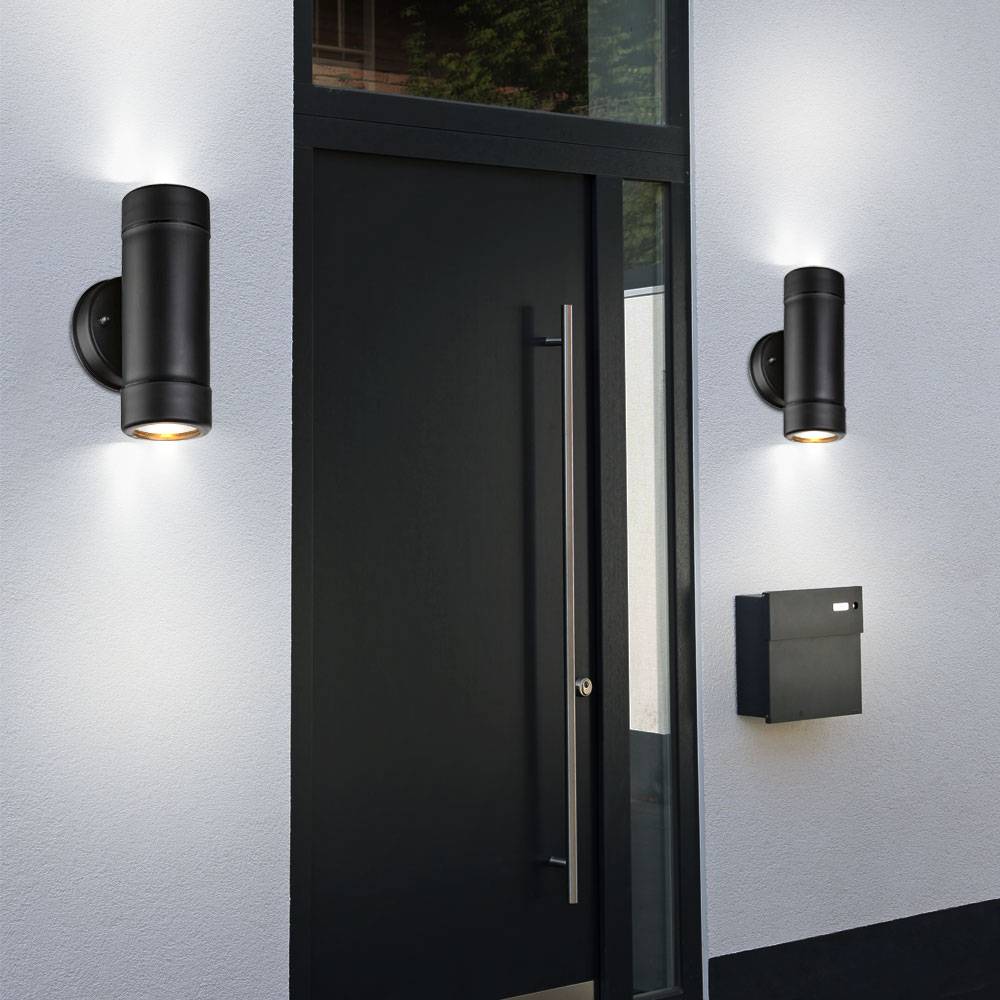 2er Set UP Down LED Außen Wand Lampen Fassaden Garten Terassen Beleuchtung Leuchten IP 44 Schwarz