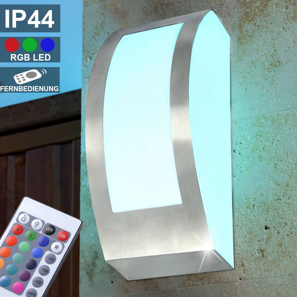 2er Set LED Außen Strahler RGB Fernbedienung Haustür Edelstahl Garten Lampen Wand Leuchten dimmbar