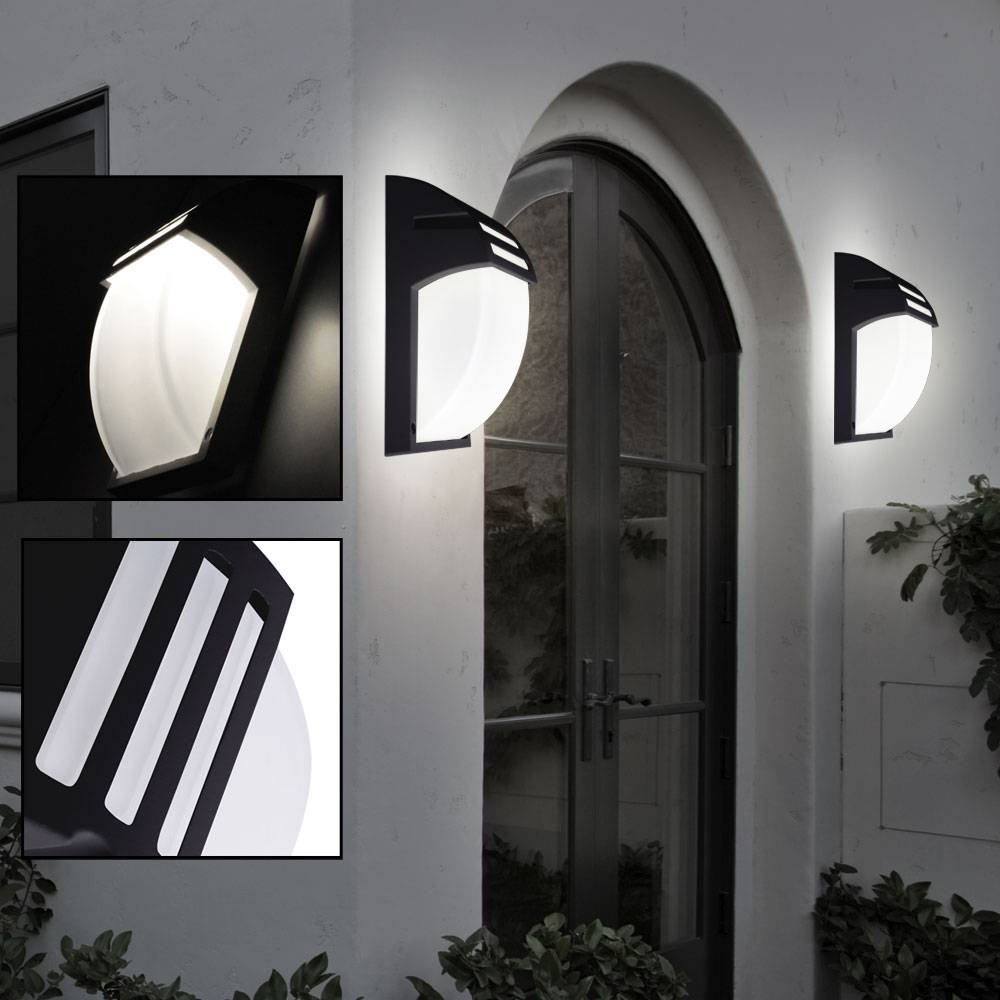 2er Set Außen Leuchten schwarz Fassaden Wand Lampen ALU Garten Strahler Terrassen Beleuchtung