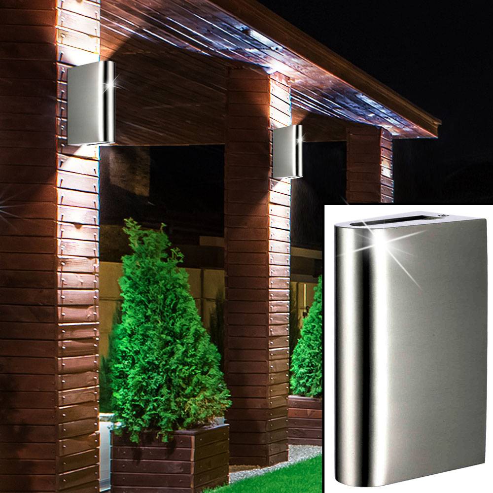 2er Set LED Außen Leuchten Wand Lampen Edelstahl Strahler UP DOWN Beleuchtungen