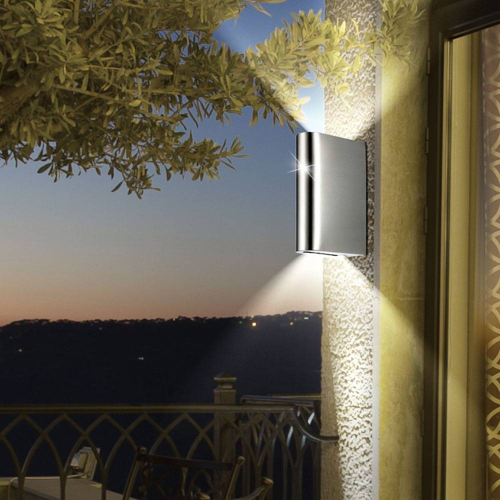 2er Set LED Außen Leuchten Wand Lampen Edelstahl Strahler UP DOWN Beleuchtungen
