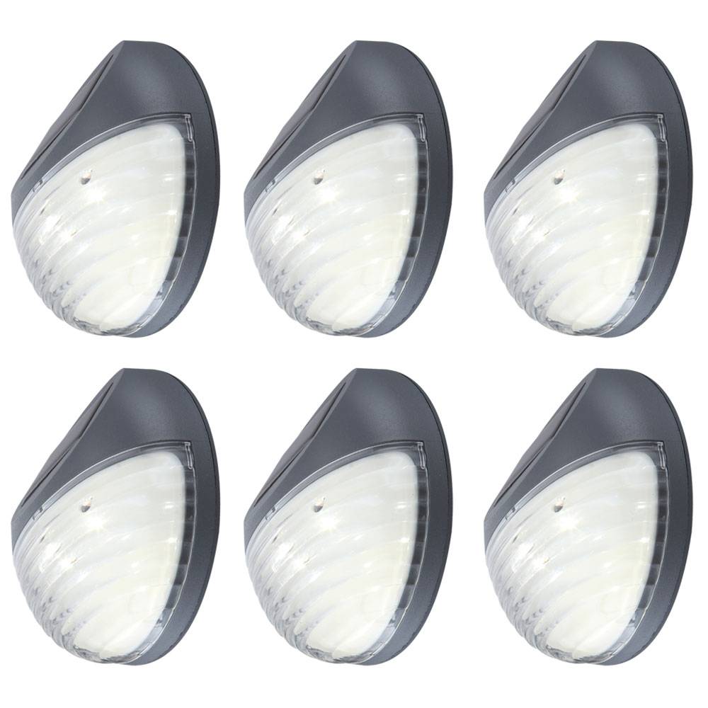 LED Solarleuchte Außenlampe Zaunleuchte Gartenleuchte Dekolampe, Kunststoff grau, Akku enthalten, 0,06W, D 11 cm, 6er Set