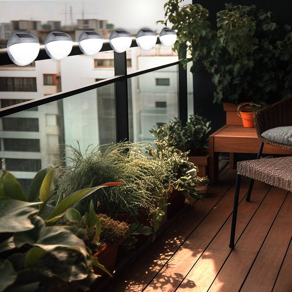 LED Solarleuchte Außenlampe Zaunleuchte Gartenleuchte Dekolampe, Kunststoff grau, Akku enthalten, 0,06W, D 11 cm, 6er Set