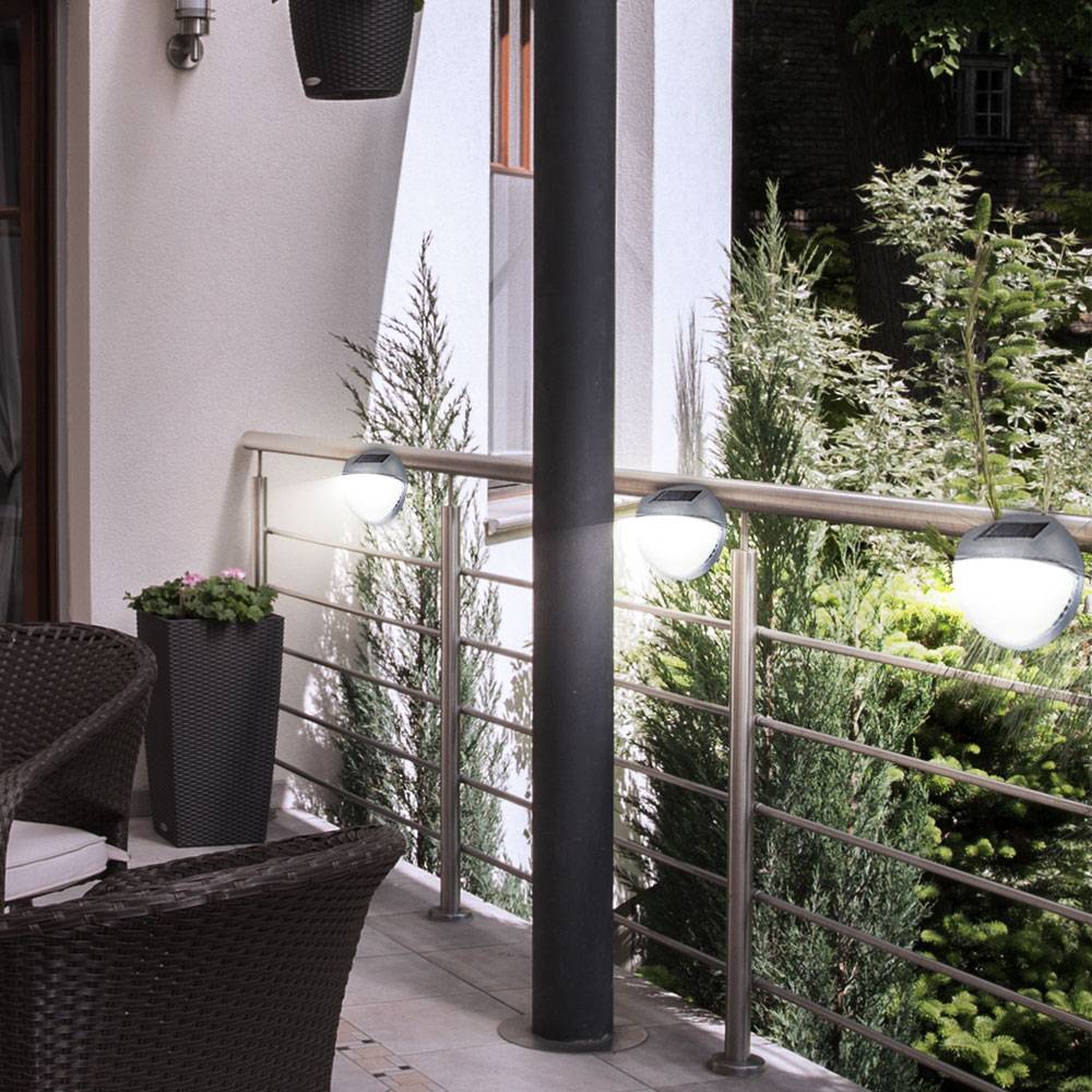 10er Set LED Solar Außen Garten Lampen Zaun Leuchten IP44 Beleuchtungen rund