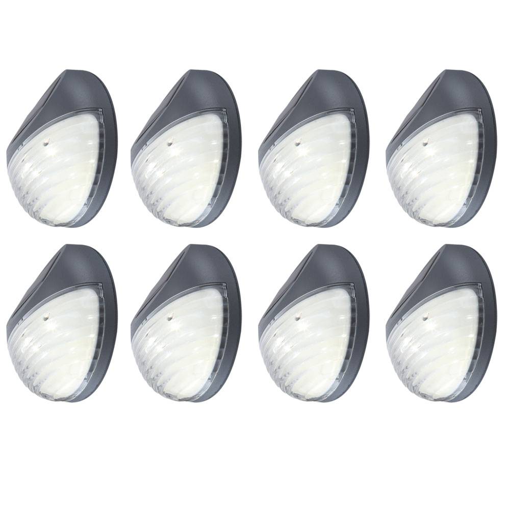 8er Set LED Solar Außen Garten Lampen Zaun Leuchten IP44 Beleuchtungen rund