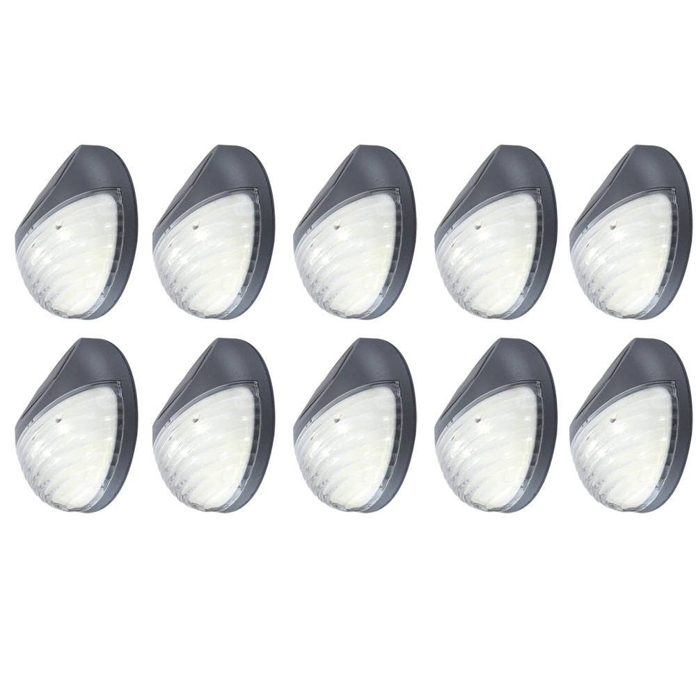 10er Set LED Solar Außen Garten Lampen Zaun Leuchten IP44 Beleuchtungen rund