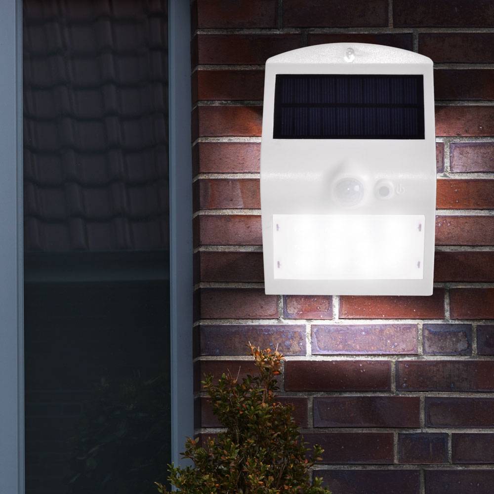 2er Set LED Solar Wand Leuchten Haus Tür Bewegungsmelder Down Strahler Garten Außen Lampen