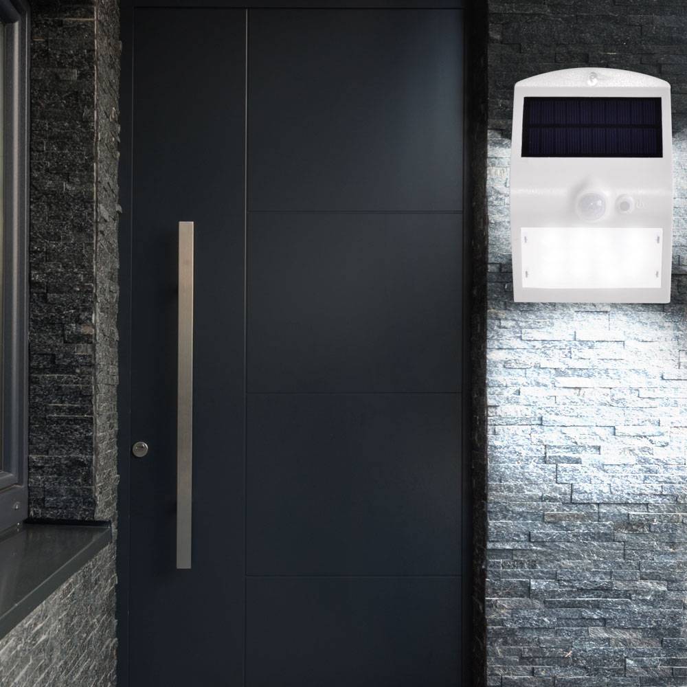 2er Set LED Solar Wand Leuchten Haus Tür Bewegungsmelder Down Strahler Garten Außen Lampen