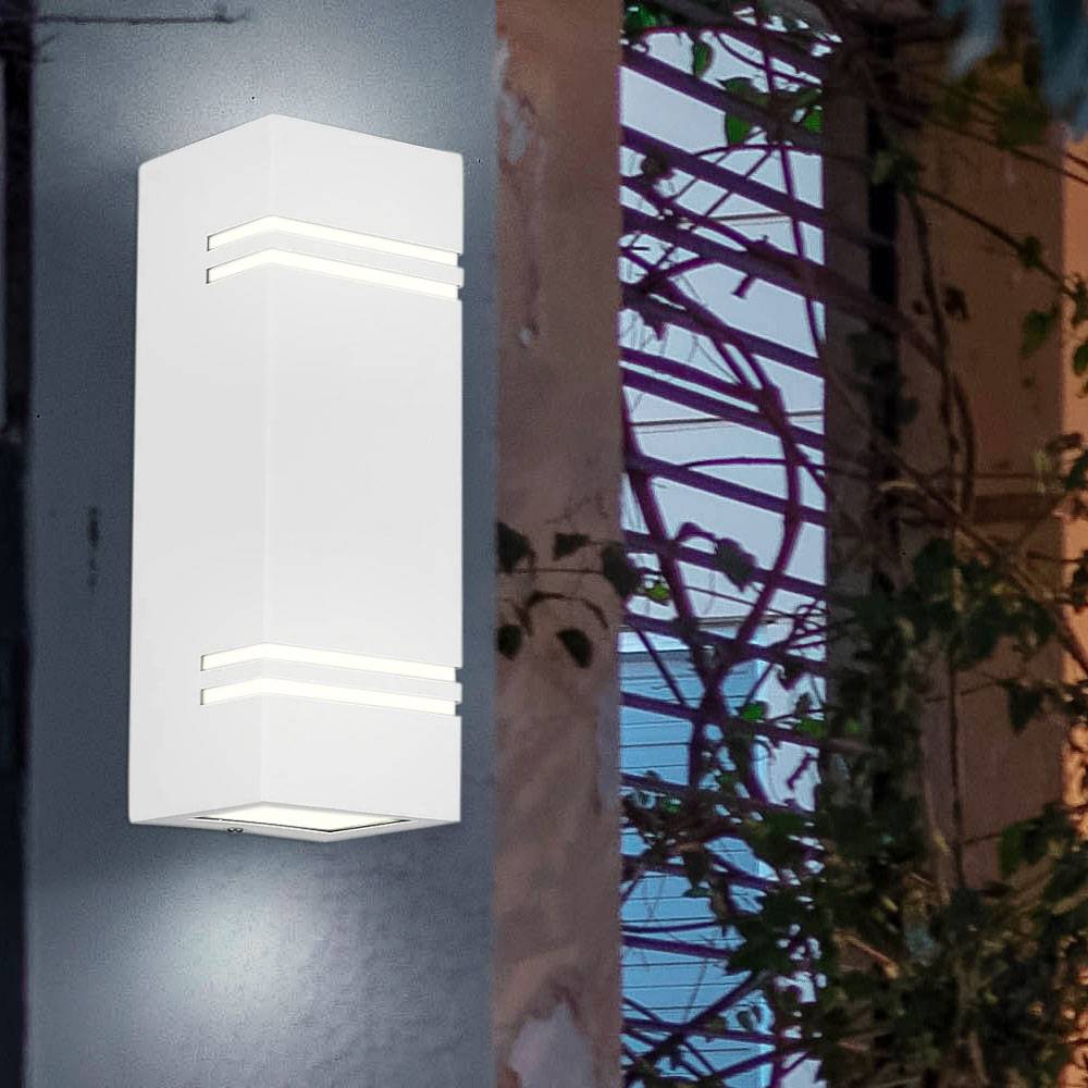 Außenwandlampe dimmbar mit Fernbedienung Haustürleuchte Up Down Wandleuchte weiß, RGB Farbwechsel, 2x 3,5W 2x 290lm warmweiß, BxH 8,7 x 8,5 cm