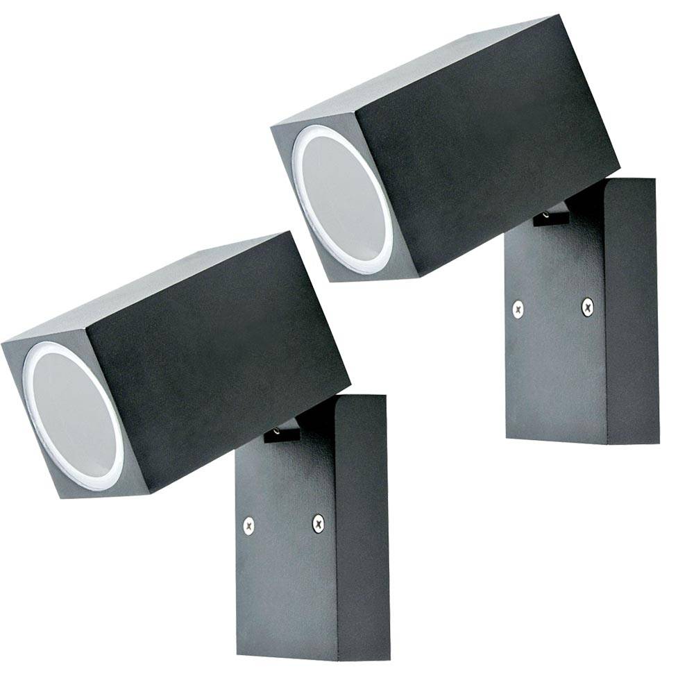 Wandleuchte schwenkbar Außenleuchte Spotlampe Balkonleuchte Alu schwarz, Fernbedienung dimmbar, RGB LED 3,5W 290Lm warmweiß, BxHxT 6,6x10x9,2 cm, 2e