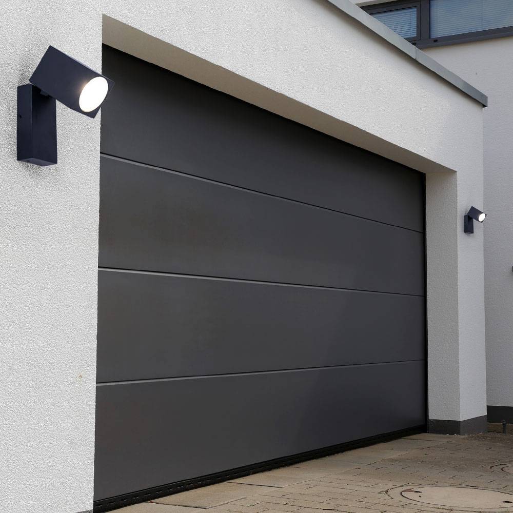 Wandleuchte schwenkbar Außenleuchte Spotlampe Balkonleuchte Alu schwarz, Fernbedienung dimmbar, RGB LED 3,5W 290Lm warmweiß, BxHxT 6,6x10x9,2 cm, 2e