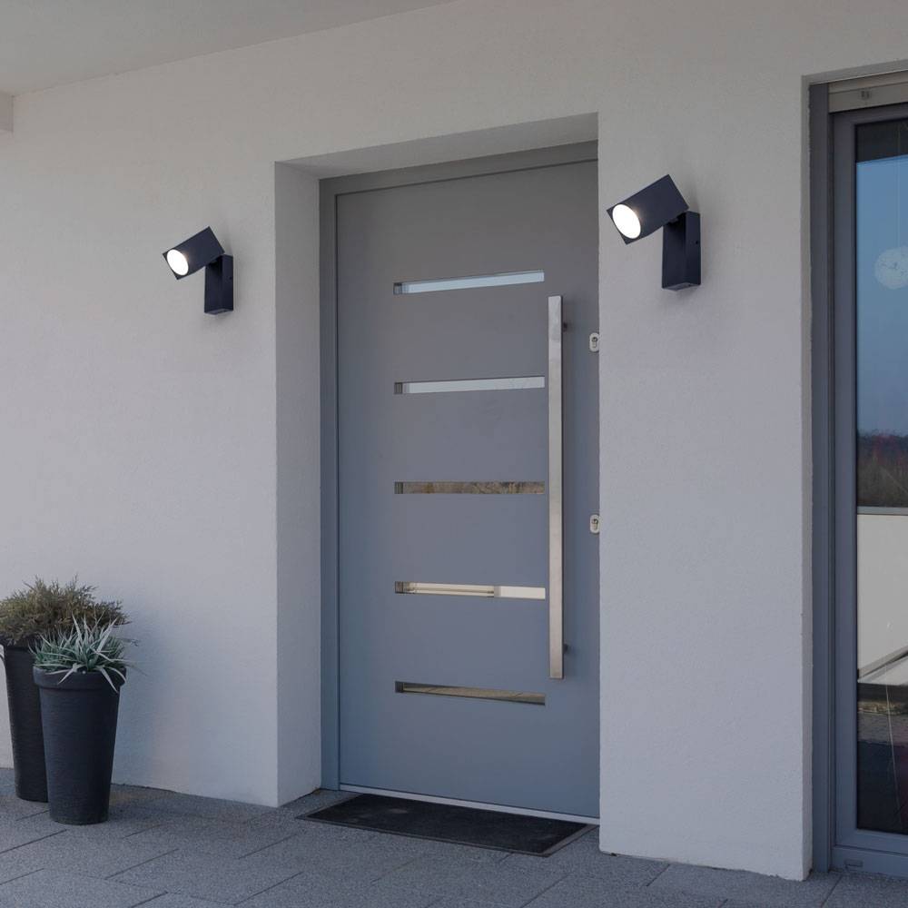 Smart Wandleuchte schwenkbar Außenleuchte dimmbar Spotlampe Balkonleuchte Alu schwarz, App Steuerung, CCT, RGB LED 4,5W 290Lm, BxHxT 6,6x10x9,2 cm