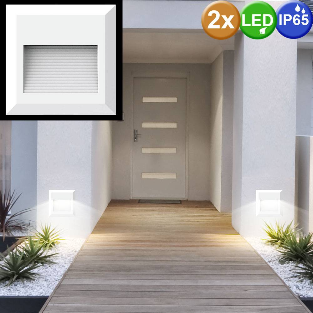 2er Set LED Wand Leuchten Stufen Beleuchtung Außen Treppen Strahler Aufgangs Lampen weiß VTAC 1321
