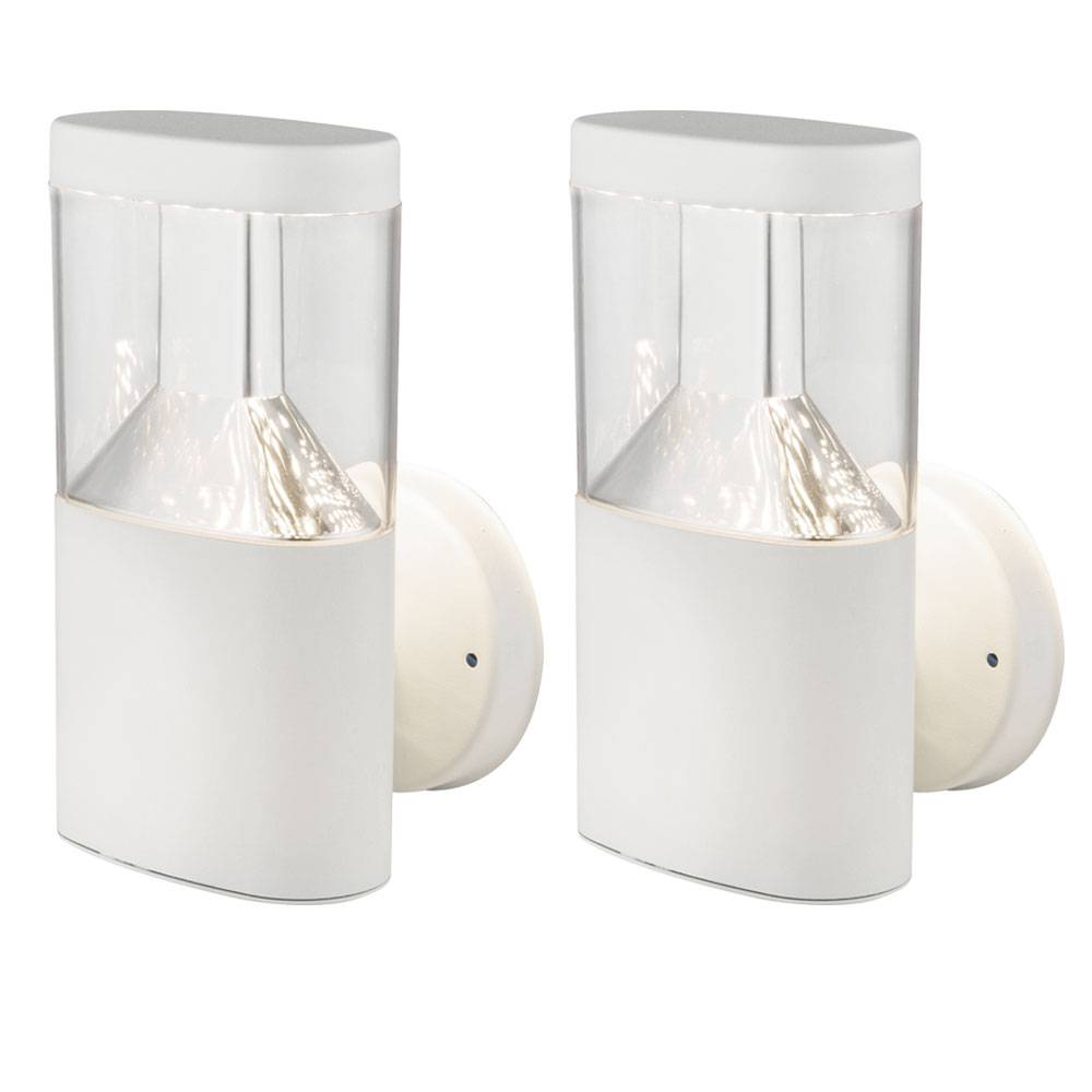 Wandleuchte Außenwandleuchte Edelstahl LED Gartenleuchte Wandlampe Außen weiß, 7W 450lm warmweiß, H 23 cm, 2er Set