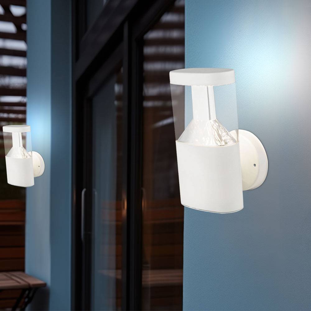 Wandleuchte Außenwandleuchte Edelstahl LED Gartenleuchte Wandlampe Außen weiß, 7W 450lm warmweiß, H 23 cm, 2er Set