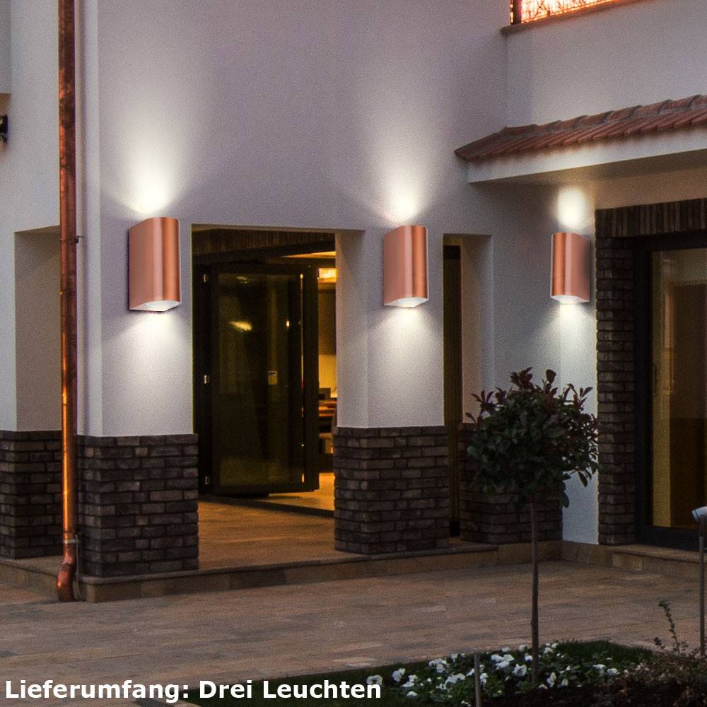 3x LED Außen Bereich Wand Leuchten Balkon Strahler UP DOWN Veranda Alu Lampen