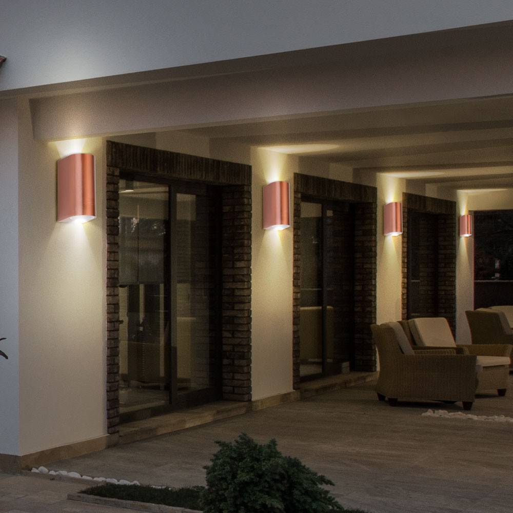 3x LED Außen Bereich Wand Leuchten Balkon Strahler UP DOWN Veranda Alu Lampen