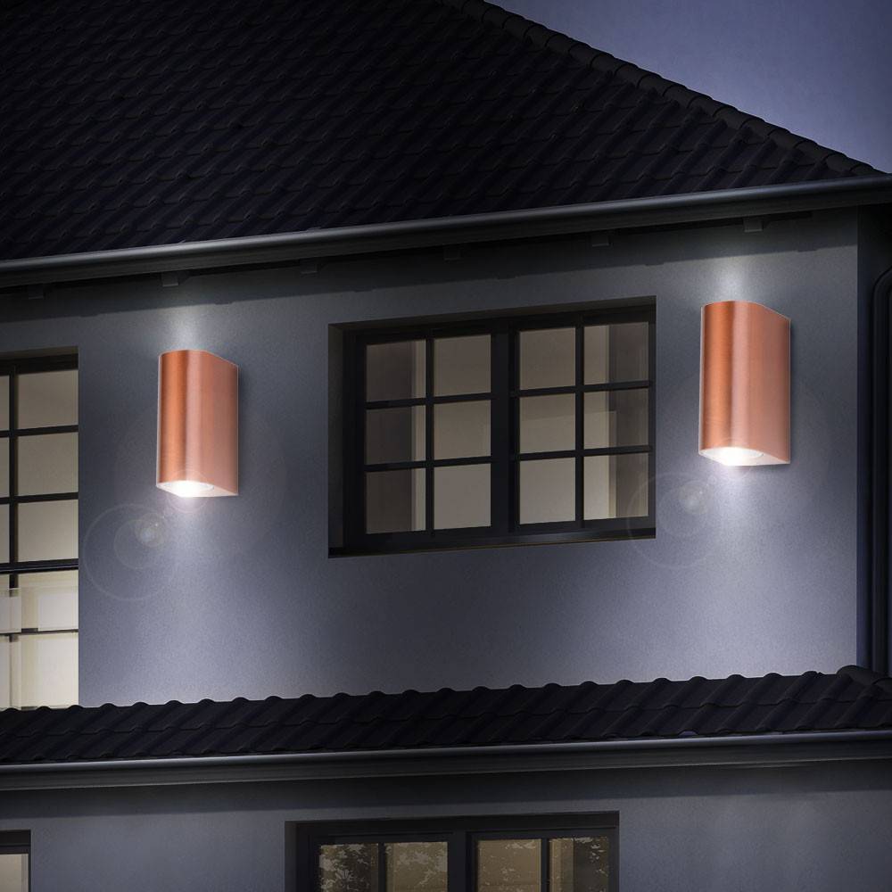 3x LED Außen Bereich Wand Leuchten Balkon Strahler UP DOWN Veranda Alu Lampen