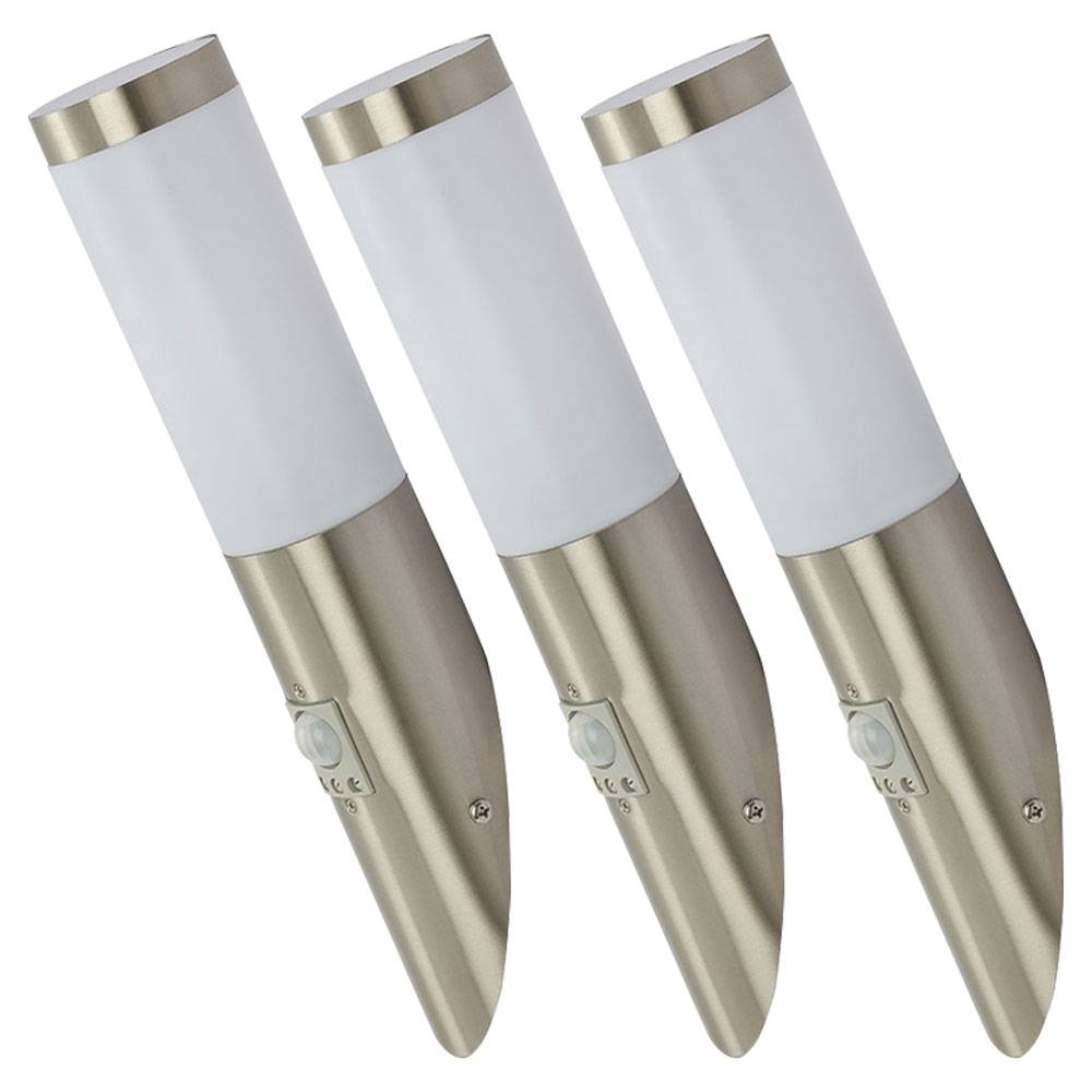 3er Set Wand Leuchten Außen Lampen Edelstahl Bewegungsmelder Garten Eingang Lichter
