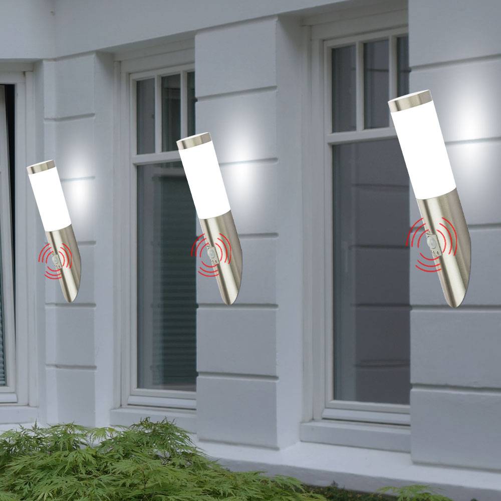 3er Set Wand Leuchten Außen Lampen Edelstahl Bewegungsmelder Garten Eingang Lichter