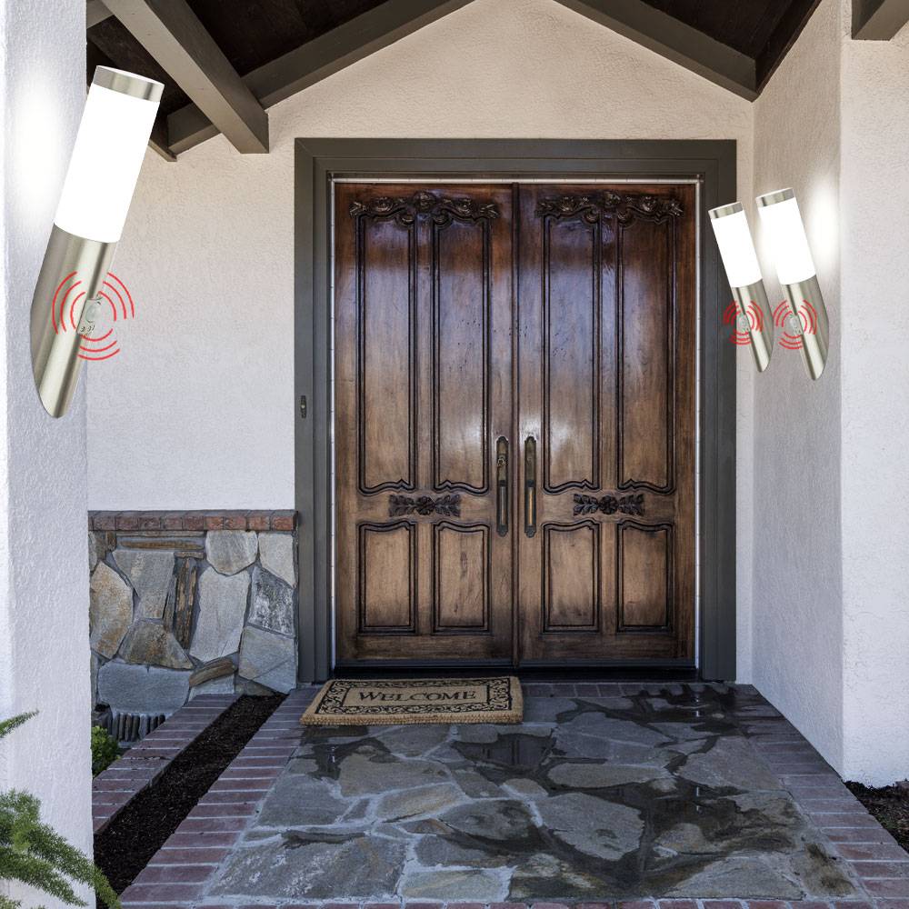 3er Set Wand Leuchten Außen Lampen Edelstahl Bewegungsmelder Garten Eingang Lichter