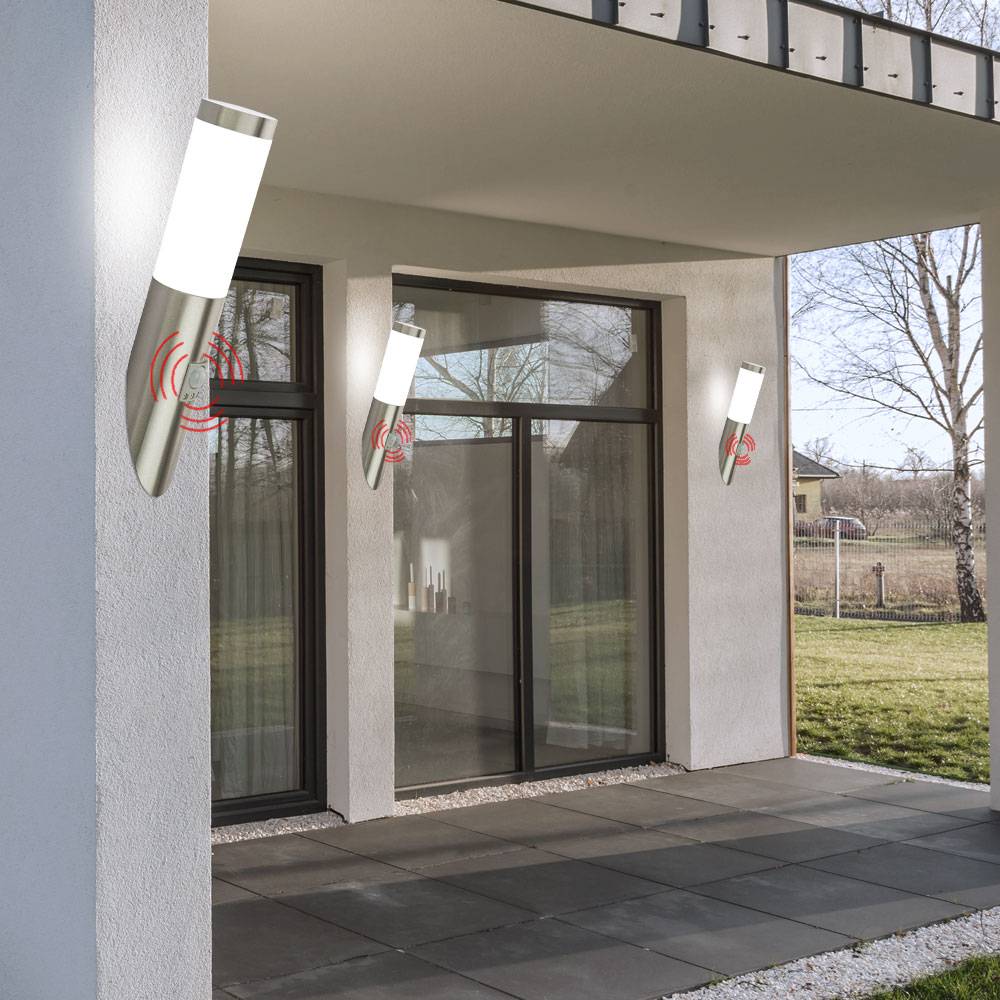 3er Set Wand Leuchten Außen Lampen Edelstahl Bewegungsmelder Garten Eingang Lichter