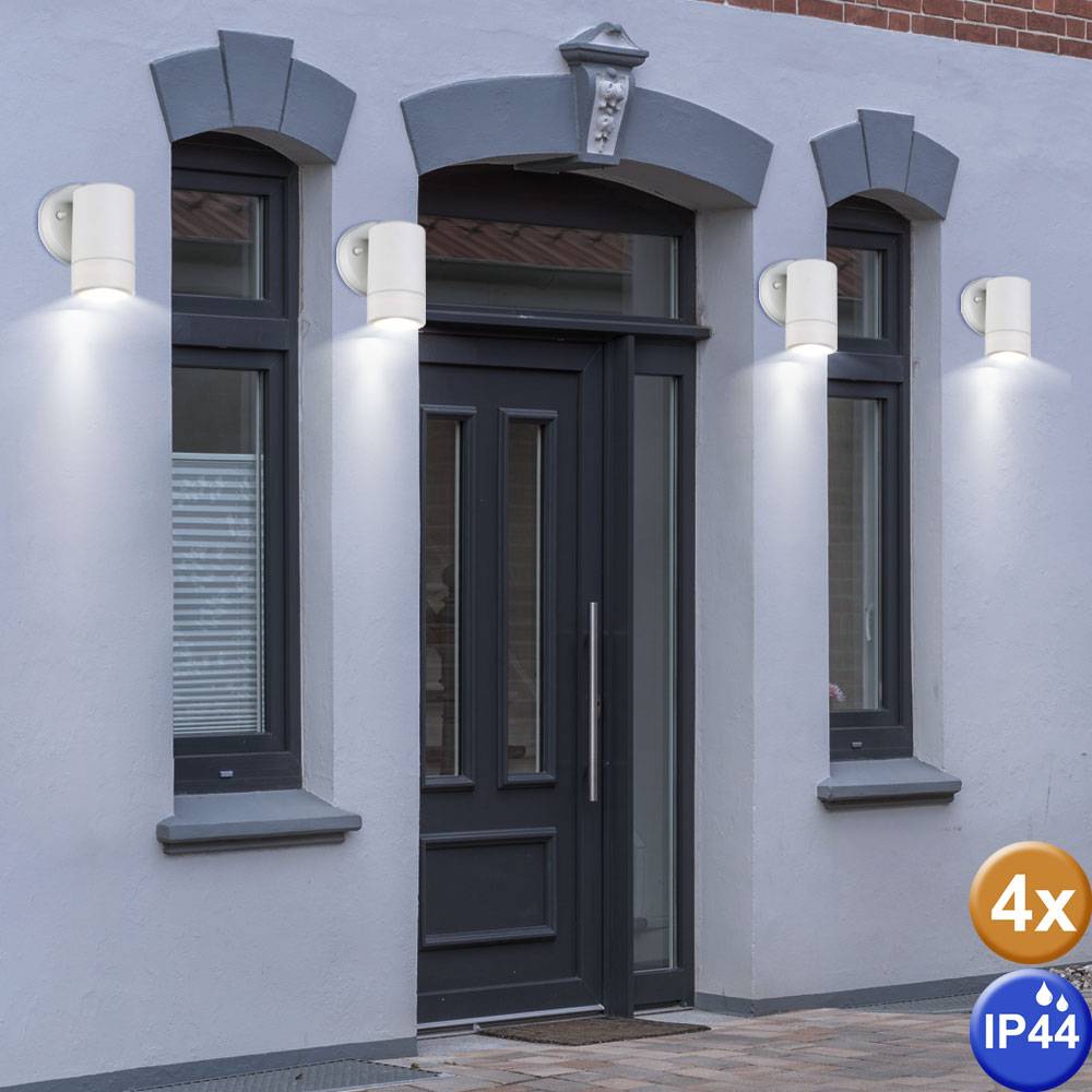 4er Set Außen Wand Leuchten Fassaden Down Strahler weiß Hof Einfahrt Beleuchtung Haus Tür Lampen