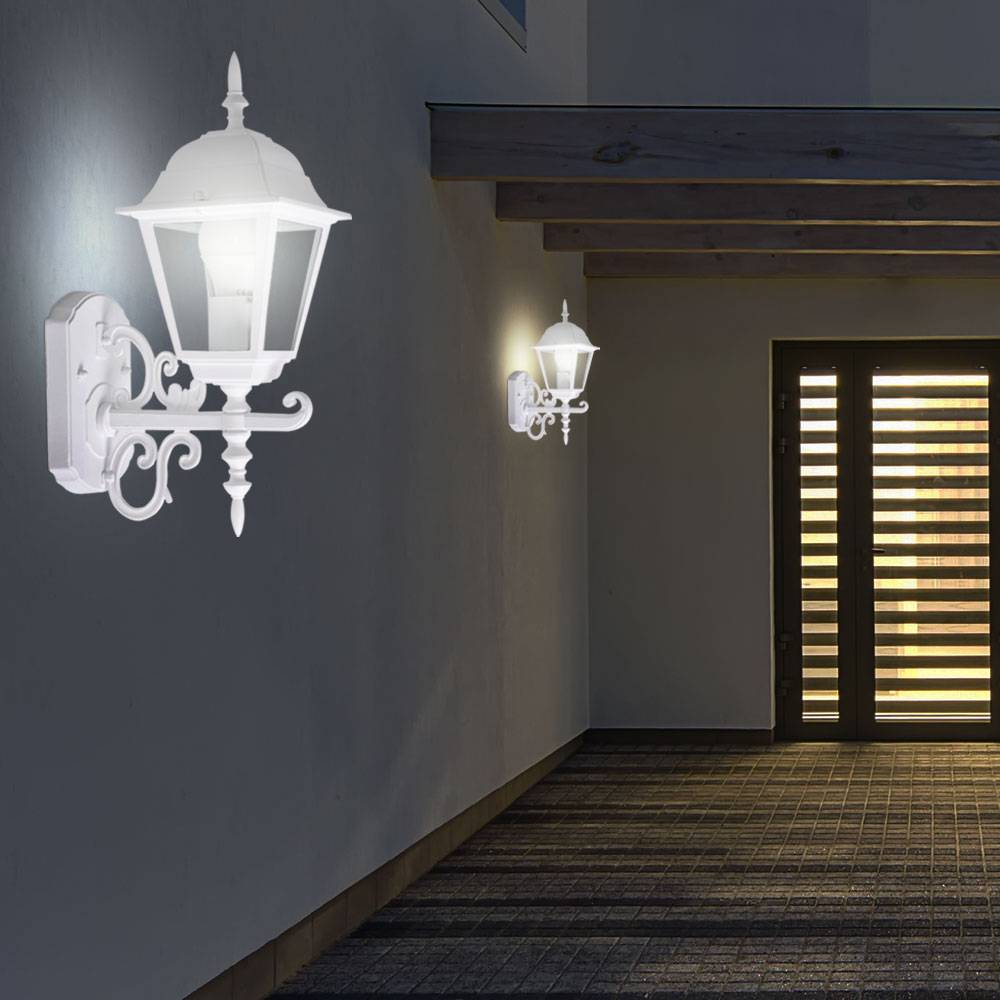 2er Set LED Wand Leuchten Fassaden ALU Laternen Außen Beleuchtung Landhaus Terrassen Lampen weiß