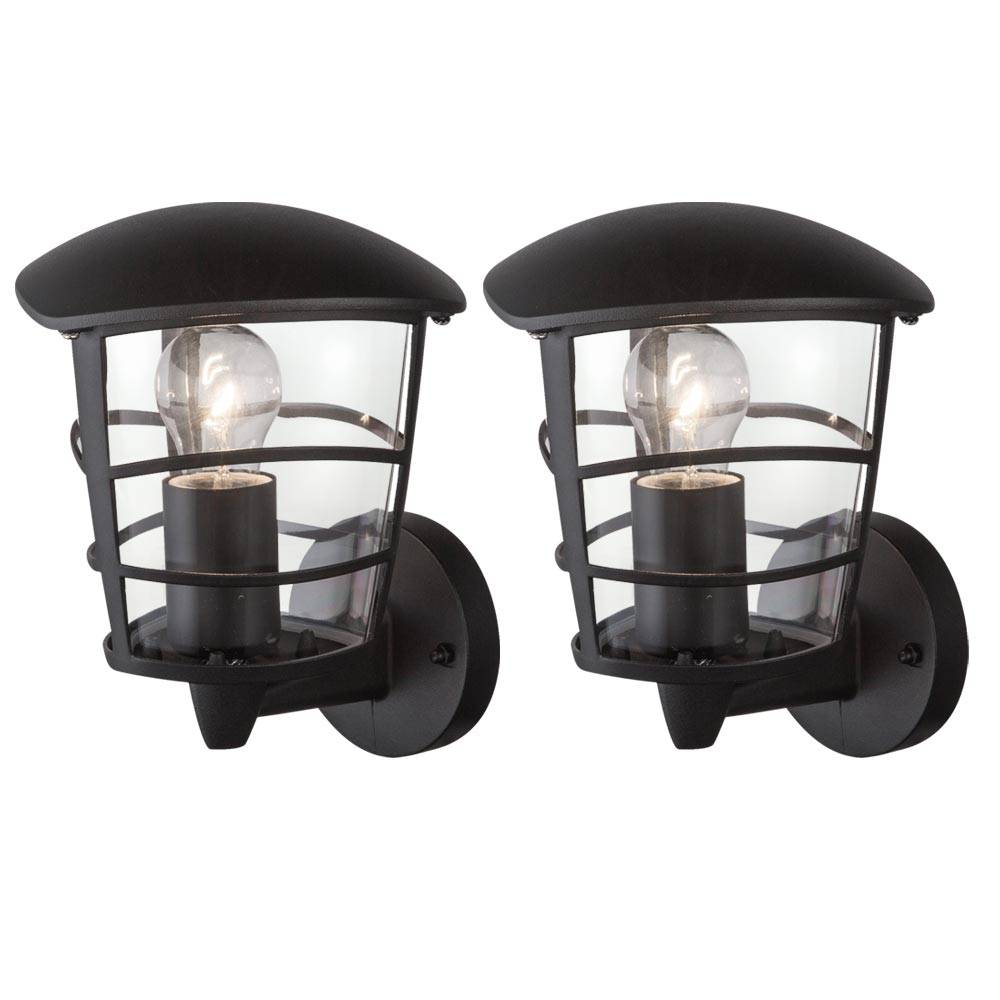 2er Set ALU Wand Lampen Garten Laternen Außen Beleuchtung Terrassen Veranda Leuchten schwarz