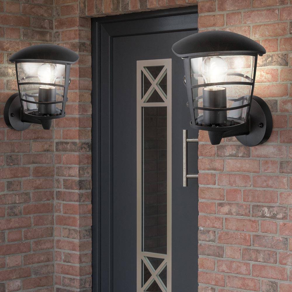 2er Set ALU Wand Lampen Garten Laternen Außen Beleuchtung Terrassen Veranda Leuchten schwarz