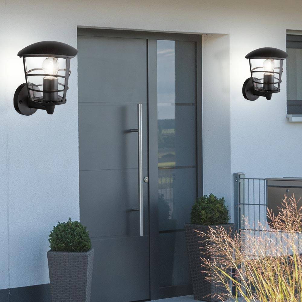 2er Set ALU Wand Lampen Garten Laternen Außen Beleuchtung Terrassen Veranda Leuchten schwarz