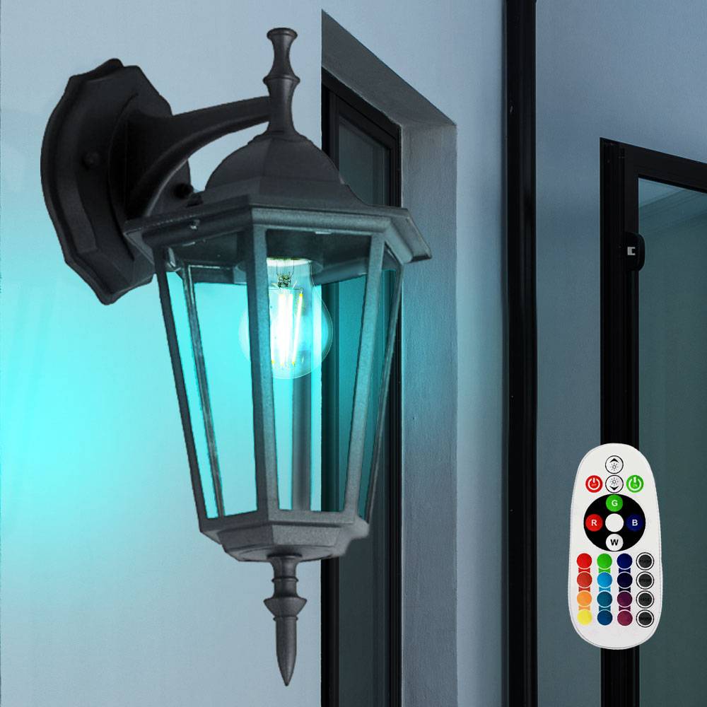 Außen Wand Laterne Veranda Strahler Terrassen Lampe DIMMBAR im Set inkl. RGB LED Leuchtmittel
