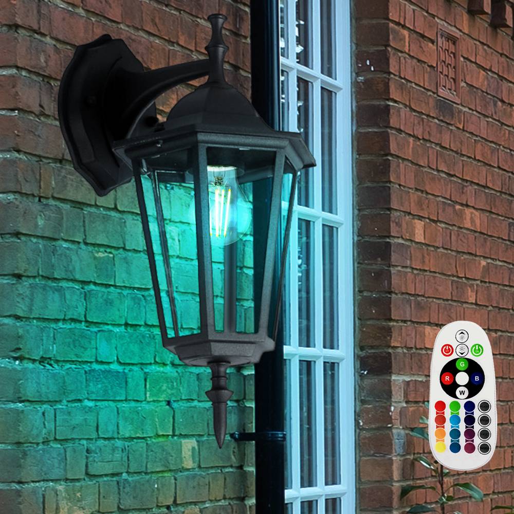 Außen Wand Laterne Veranda Strahler Terrassen Lampe DIMMBAR im Set inkl. RGB LED Leuchtmittel