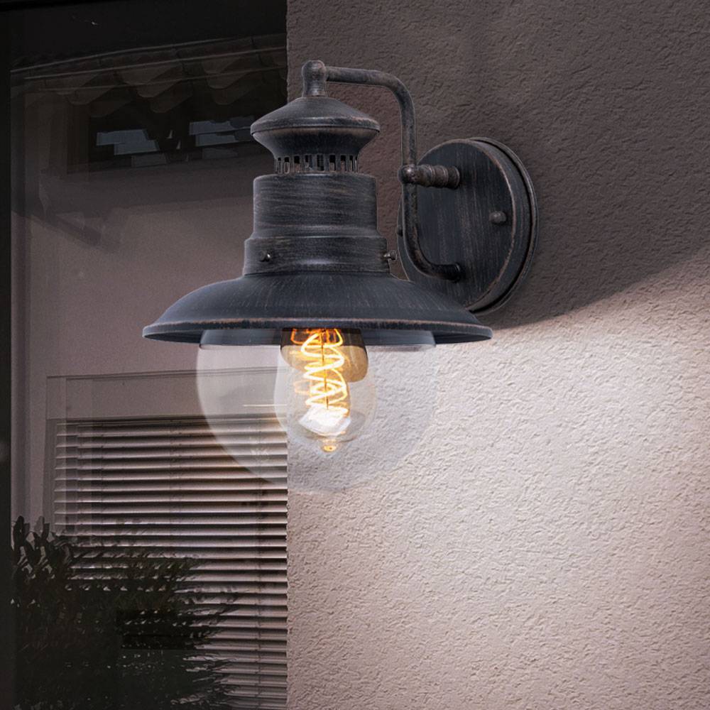 Außenlampe Wandleuchte Außenwandlampe Fassadenleuchte Haustürlampe Außenwandleuchte Wandlampe, Glas Stahl, rostfarben, BxHxT 21,5 x 27 x 24,7 cm