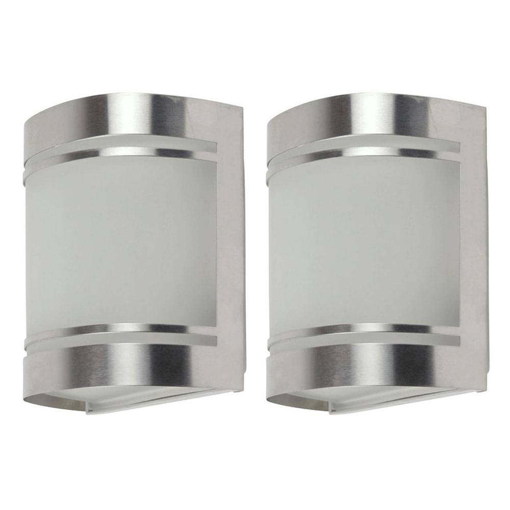 Wandlampe Fassadenleuchte Außenwandleuchte Edelstahl LED Gartenlampe silber, Glas satiniert, 3,7W 320lm warmweiß, LxH 14x16,5 cm, 2er Set