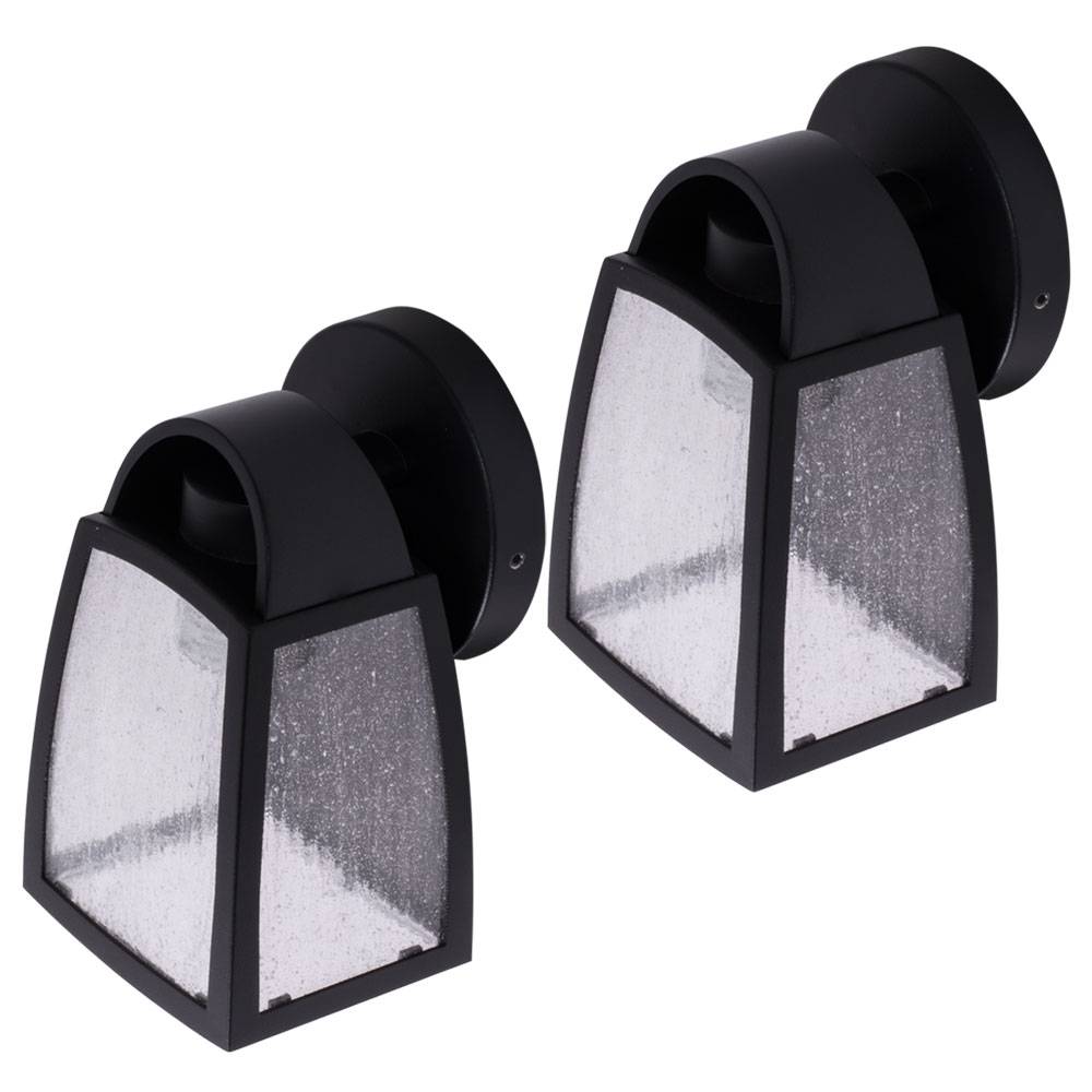 2er Set LED Wand Lampen Außen Laternen Fassaden Beleuchtung ALU Glas Garten Hof Leuchten Schwarz