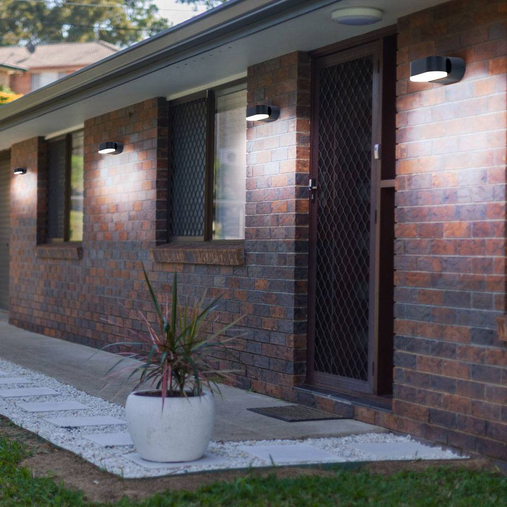 Wandleuchte Aussen Fassadenleuchte Außen LED Wandlampe Garten schwarz verstellbar, Aluminium Kunststoff, 6W 660lm warmweiß, BxH 11x9,6 cm, 4er Set