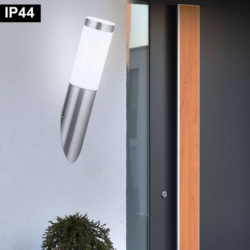 Außen Wand Lampe Garten Fassaden Beleuchtung Edelstahl Fackel Leuchte im Set inkl. LED Leuchtmittel