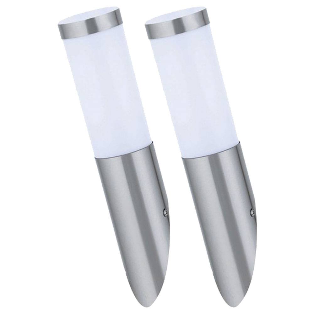 2er Set LED Fackel Wand Lampen Edelstahl Fassaden Haus Tür Beleuchtung Garten Außen Leuchten Terrasse
